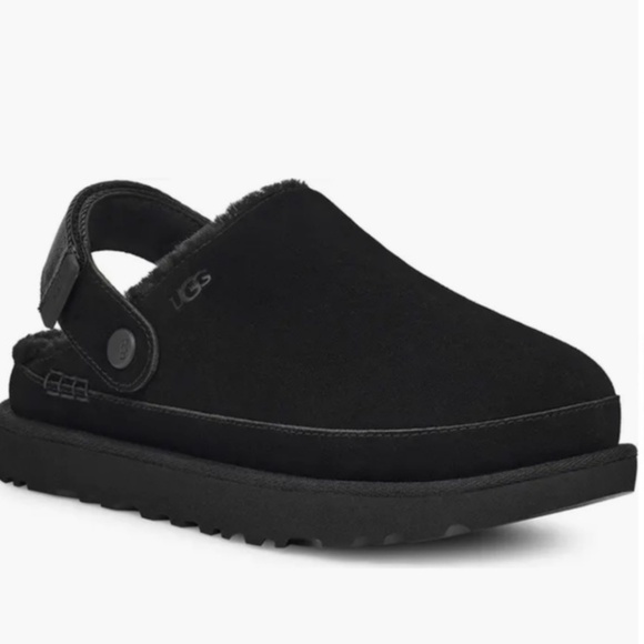 UGG Goldenstar Cozy Clogs Black Shearling - Picture 1 of 9